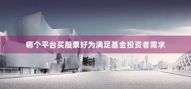 哪个平台买股票好为满足基金投资者需求