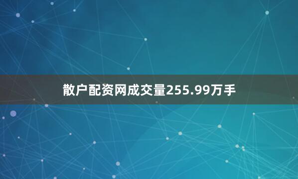 散户配资网成交量255.99万手
